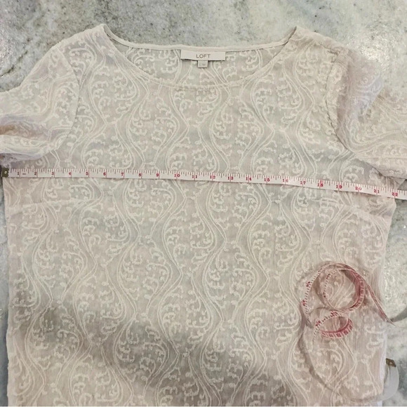 LOFT Sheer Lace Ivory Long Sleeve Blouse Size Large - Picture 5 of 12